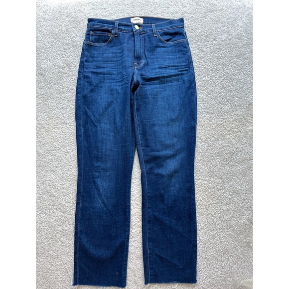 $270 L'Agence Women's Blue Sada Crop Slim-Fit High-Rise Jeans Pants Size 27 - Picture 1 of 9
